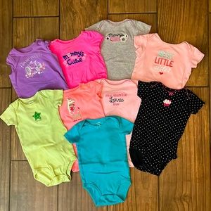 LOT OF NINE INFANT GIRL ONESIES : SIZE 3-6 MONTHS